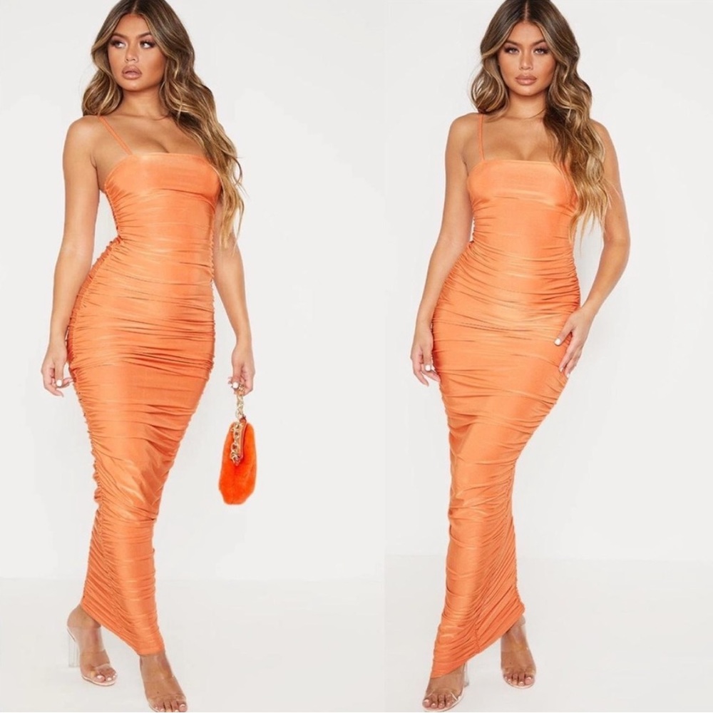 PLT Orange Strappy Maxi Dress